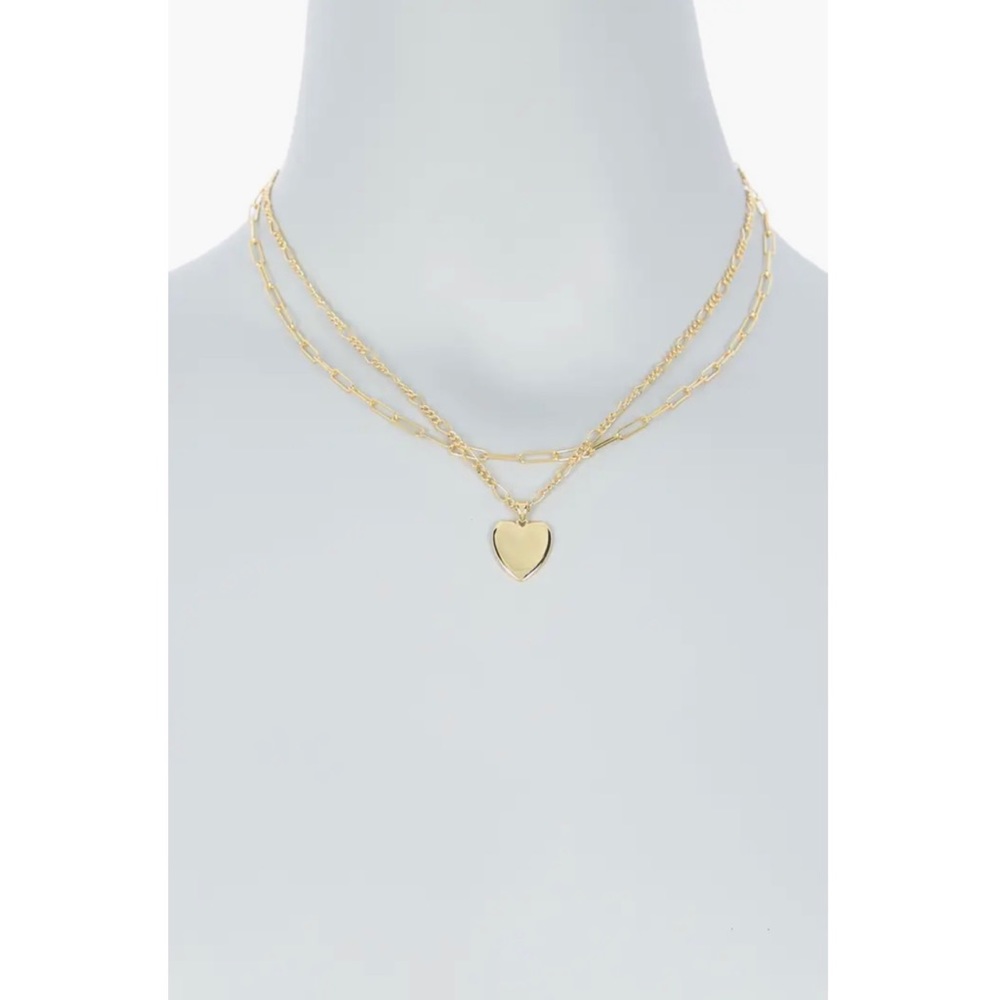 ADORNIA | Layered Heart Pendant Necklace - Gold - Picture 3 of 5
